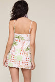 Vintage Palm Tree Print V-Neck Mini Dress
