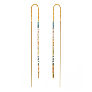 Miyuki Seed Bead Threader Earrings-Sky