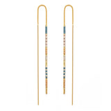 Miyuki Seed Bead Threader Earrings-Champagne