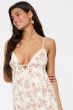 Red Floral Sweetheart Ruffle Mini Dress