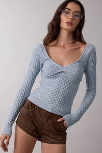Long Sleeve Cable Knit Sweater
