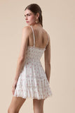 Ditsy Floral Dress with Lace Cutouts and Trim