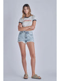 Light Wash Four Button High Rise Shorts