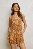 Straight Neck Buckled Romper