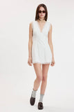 Eyelet V-Neck Lace Mini Dress w Open Back