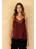 Lace Trim Satin Cami Top (3 Colors)
