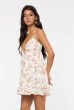 Red Floral Sweetheart Ruffle Mini Dress