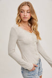 Button Down Lace Trim Knit Cardigan- Oatmeal