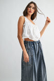 Embroidered Cotton Top- Off White
