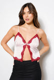 Contrast Satin Lace Camo Top