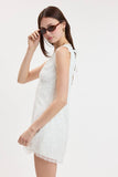 Eyelet V-Neck Lace Mini Dress w Open Back