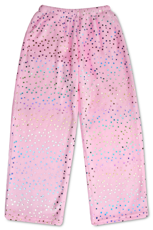 Pink Foil Star Plush Pants