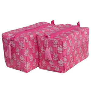 Floral Lined Pouches - Candy Pink