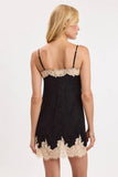 Black Satin Lace & Cream Mini Dress