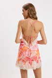 Blooming Floral Lace Trim Mini Dress