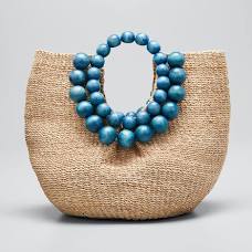 Aranaz Luxury Cueba Beaded Handbag- Aqua