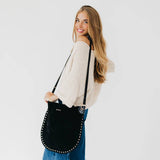 Suede Hobo Bag w Rivet Accent Details