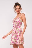 Floral Sleeveless Ruffle Trim Mini Dress