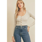 Pointelle Scoop Cardigan Top