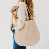 Suede Hobo Bag w Rivet Accent Details