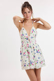 Blooming Floral Eyelet Print Halter Dress