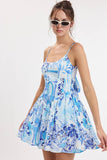 Round Neck Open Back Mini Dress