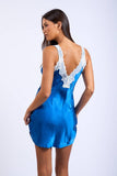 Satin Lace Open Back Mini Dress
