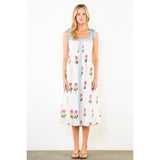 Tie Straps Floral Pattern Midi Dress