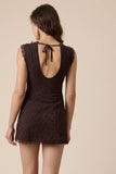 Eyelet V-Neck Lace Mini Dress w Open Back