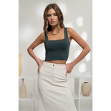 Cropped Square Neck Tank- Taupe