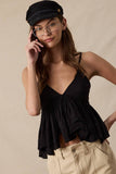 Sweetheart Tiered Ruffle Top - Black