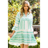 Tiered Jacquard Dress- Aqua