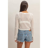 Lace Cardigan w Pearl Button