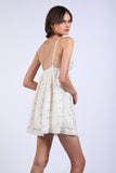 Satin Polka Dot Layered Mini Dress w Sweetheart Bows
