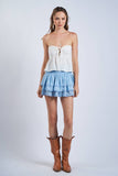 White Floral Embossed Tie Top
