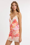 Blooming Floral Lace Trim Mini Dress