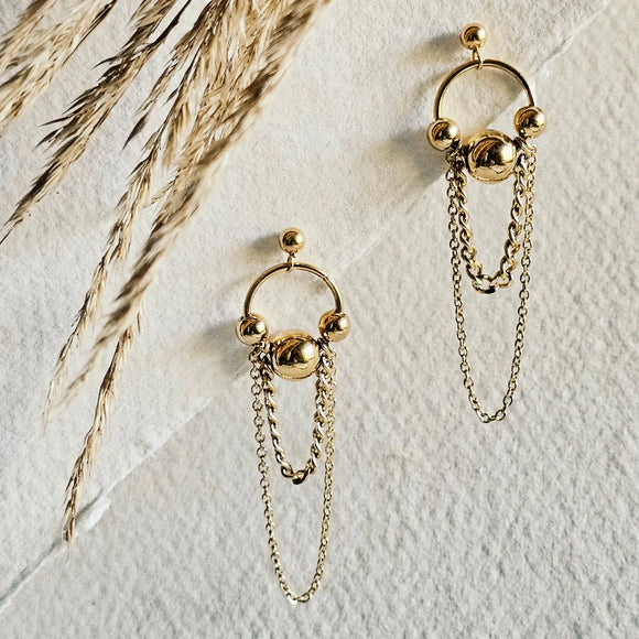 Handmade Bead Hoop Chain Earrings
