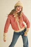 Striped Cardigan Hooded Sweater (2 Colors)