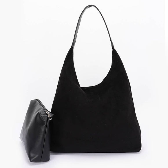 Faux Suede Bindle BAg w/ Pouch