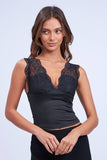 Plunging Neck Lace Strap Top