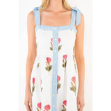 Tie Straps Floral Pattern Midi Dress