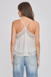 Lace-Trimmed Camisole Top- Cream