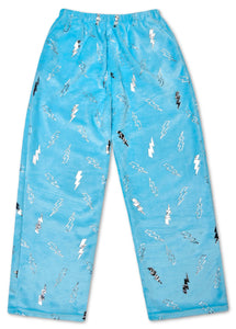 Blue Foil Lightning Plush Pants