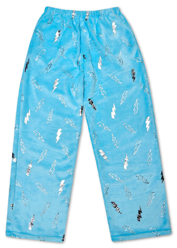 Blue Foil Lightning Plush Pants
