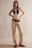 Free People RISK TAKER MID-RISE STRAIGHT / ECRU